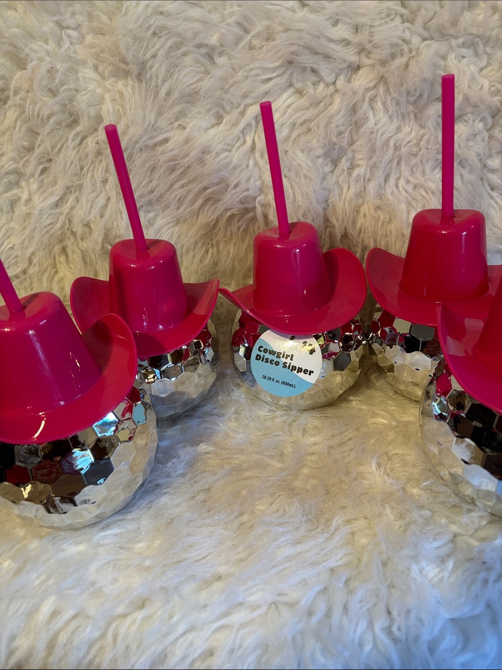 Cowgirl Disco Sipper Cups - Hot Pink & Silver